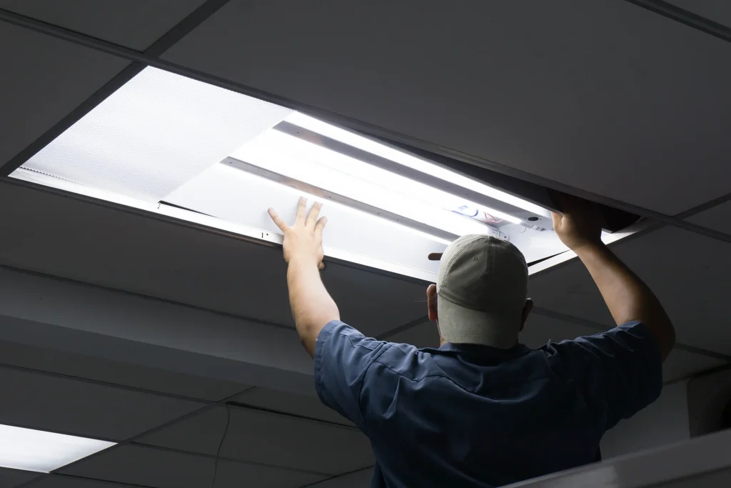 Commercial lighting installation electrician